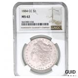 1884-CC Morgan Silver Dollar NGC MS62