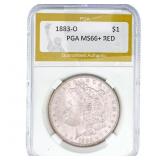 1883-O Morgan Silver Dollar PGA MS66+ RED