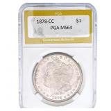 1878-CC Morgan Silver Dollar PGA MS64