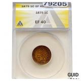 1875 Indian Head Cent ANACS EF40