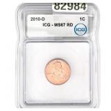 2010-D Lincoln Shield Penny ICG MS67 RD