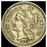 1873 Nickel Three-Cent Piece CHOICE AU