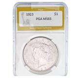 1923 Silver Peace Dollar PGA MS65