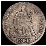 1891 Seated Liberty Dime NICELY CIRCULATED