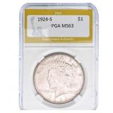 1924-S Silver Peace Dollar PGA MS63