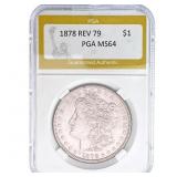 1878 REV 79 Morgan Silver Dollar PGA MS64