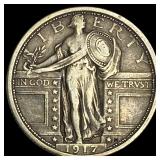 1917-M Type 1 Silver Standing Liberty Quarter ABOU