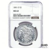 1891-O Morgan Silver Dollar NGC MS62