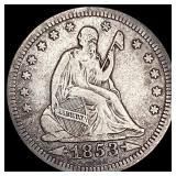 1853 Arrows Seated Liberty Quarter NEARLY UNCIRCUL