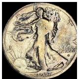 1917-S Silver Walking Liberty Half Dollar NICELY C