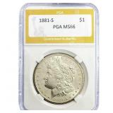 1881-S Morgan Silver Dollar PGA MS66