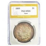 1889 Morgan Silver Dollar PGA MS66 Toner