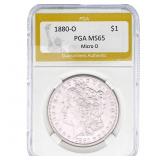 1880-O Morgan Silver Dollar PGA MS65 Micro O