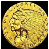 1910 Indian Head Gold $2.50 Quarter Eagle  UNCIRC