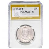 1949-D Franklin Half Dollar PGA MS66 FBL