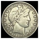 1908-O Silver Half Dollar ABOUT UNCIRCULATED