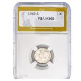1942-S Mercury Silver Dime PGA MS68