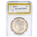 1881-S Morgan Silver Dollar PGA MS65 DMPL