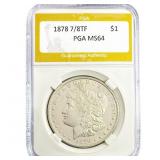 1878 7/8TF Morgan Silver Dollar PGA MS64