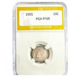1955 Roosevelt Dime PGA PF69
