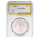 1890-S Morgan Silver Dollar PGA MS66