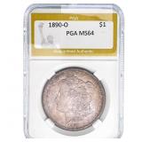 1890-O Morgan Silver Dollar PGA MS64