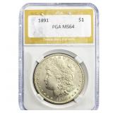 1891 Morgan Silver Dollar PGA MS64