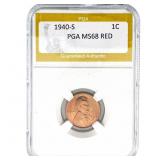 1940-S Wheat Cent PGA MS68 RED