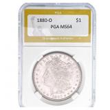 1880-O Morgan Silver Dollar PGA MS64