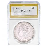 1898 Morgan Silver Dollar PGA MS65 FH