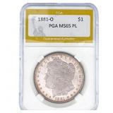 1881-O Morgan Silver Dollar PGA MS65 PL