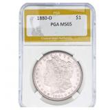 1880-O Morgan Silver Dollar PGA MS65