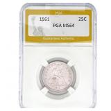 1861 Seated Liberty Quarter PGA MS64