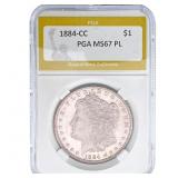 1884-CC Morgan Silver Dollar PGA MS67 PL