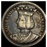 1893 Columbian Exposition Quarter Dollar NEARLY UN