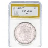 1890-CC Morgan Silver Dollar PGA MS65 PL