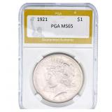 1921 Silver Peace Dollar PGA MS65