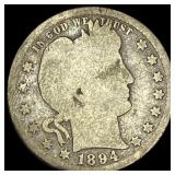 1894 Barber Silver Quarter NICELY CIRCULATED