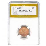 1940-S Wheat Cent PGA MS67 RED