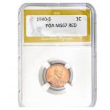 1940-S Wheat Cent PGA MS67 RED