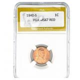 1940-S Wheat Cent PGA MS67 RED