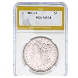 1880-O Morgan Silver Dollar PGA MS64