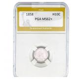 1858 Seated Liberty Half Dime PGA MS62+