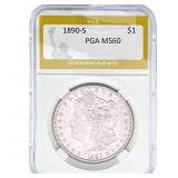 1890-S Morgan Silver Dollar PGA MS60
