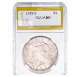 1935-S Silver Peace Dollar PGA MS64
