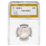1938-S Washington Silver Quarter PGA MS67