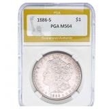 1886-S Morgan Silver Dollar PGA MS64