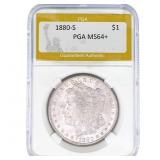 1880-S Morgan Silver Dollar PGA MS64+