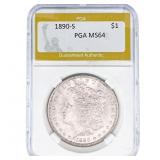 1890-S Morgan Silver Dollar PGA MS64