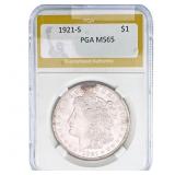 1921-S Morgan Silver Dollar PGA MS65